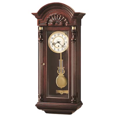 Howard Miller Jennison Grandfather Clock Style Chiming Wall Clock with Pendulum, Vintage, Old World, Classic Design