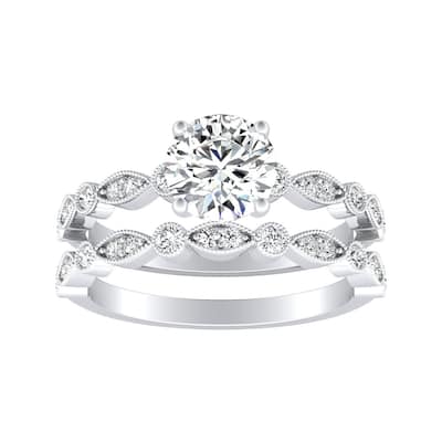 Auriya 14k Gold Round Lab Grown Diamond Vintage-Style Bridal Set Ring 1.00 to 5.00 ct. tw. (F-G, VS)