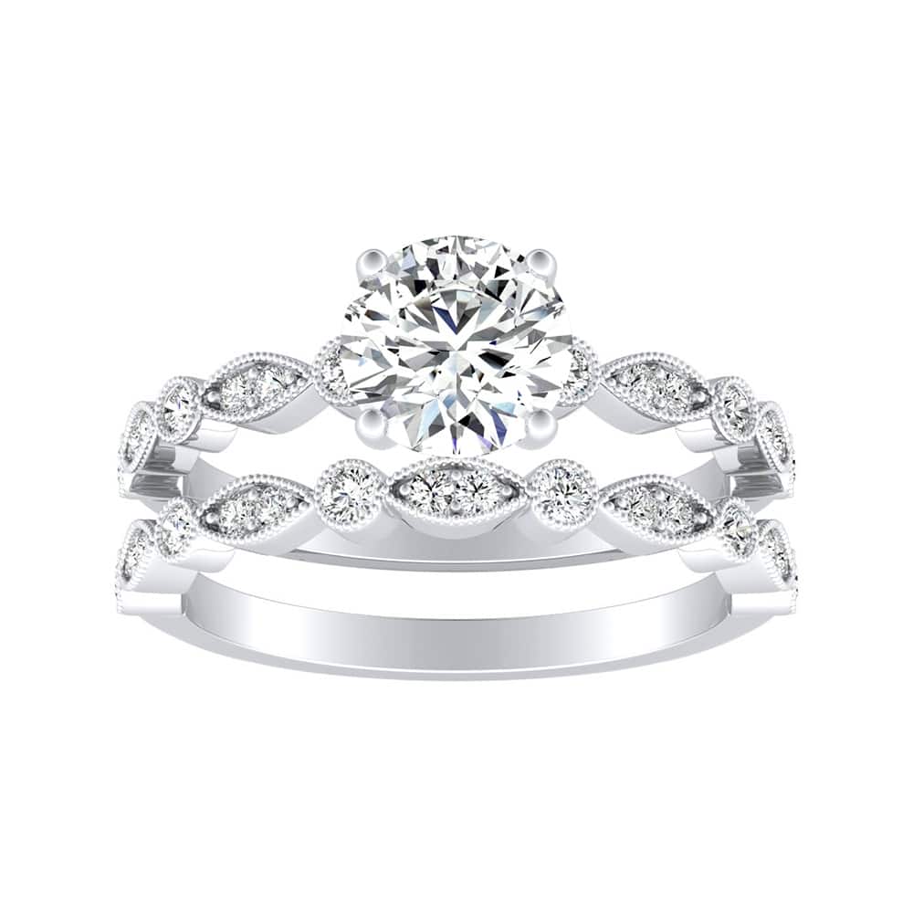 Auriya 14k Gold Round Lab Grown Diamond Vintage-Style Bridal Set Ring 1.00 to 5.00 ct. tw. (F-G, VS)