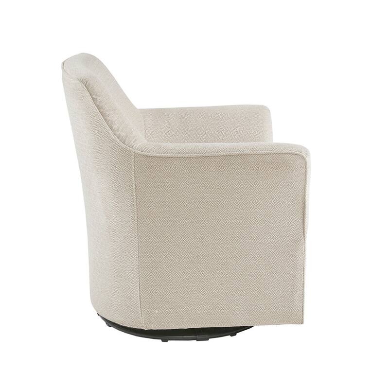 Roomfitters Swivel Glider Accent Chair, Upholstered Armchair with 360 Degree Gliding Base and Tight Cushion Design, Cream