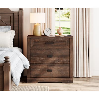 Large Nightstand for Bedroom,Farmhouse Bedside Table with Wide Drawers