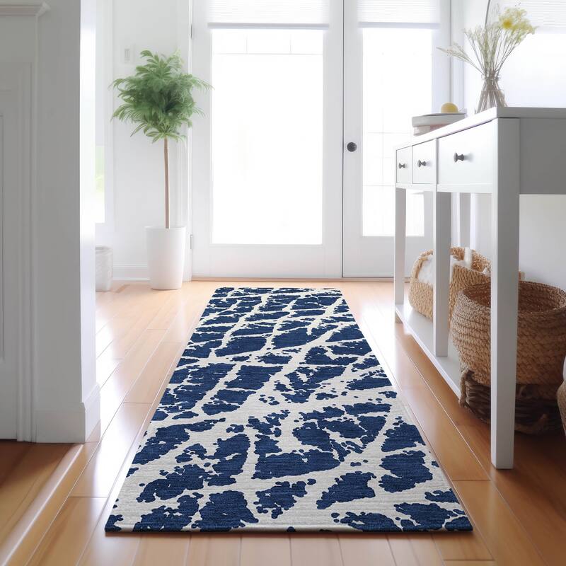 Premium Washable Super Soft Modern Crackle Mayfield Rug - Navy - 2' 3" x 7' 6" - Runner