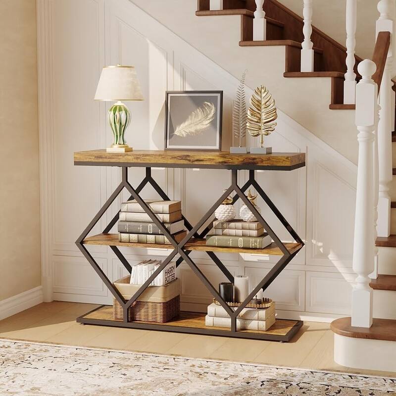 3-Tier Console Table, Entryway Table with Storage Shelf