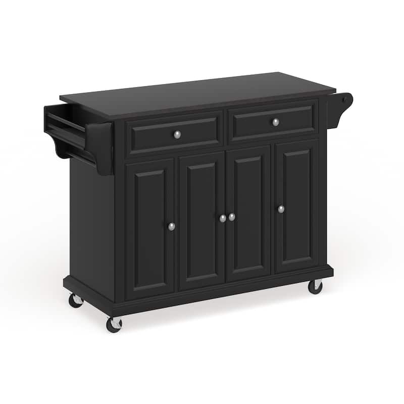 Crosley Black Wood Kitchen Cart/ Island with Solid Black Granite Top - 18"d x 51.5"w x 36"h - Kitchen Cart - Wood - Black