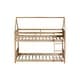 preview thumbnail 14 of 40, Wood Low Bunk Bed Twin Over Twin with House-shaped Bed Roof Frame, Ladder, Guardrails, Headboards and Footboards Floor Bed