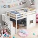 preview thumbnail 10 of 16, Twin Size Loft Bed with Storage Staircase, Window & Guardrails, Pine Wood Frame, No Box Spring Needed, Gray