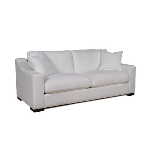 Fabric Upholstered Sofa with Accent Pillows in White and Cappuccino