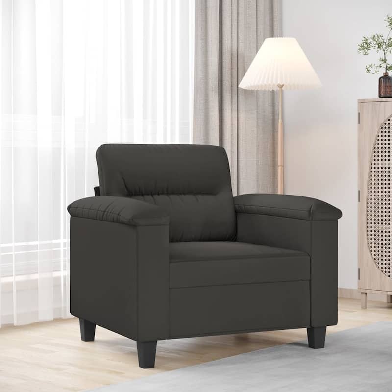 vidaXL Sofa Chair Living Room Upholstered Chair with Armrest Microfiber Fabric - 35.4" x 30.3" x 31.5" - Dark gray