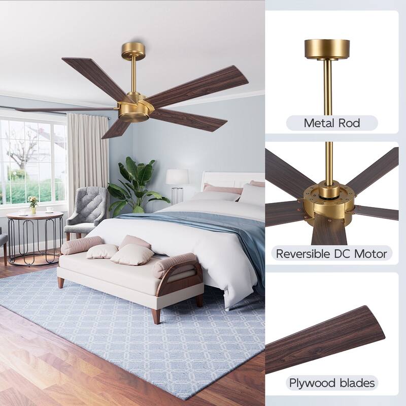 MLiAN 54 inch 5 Blades Indoor Ceiling Fan Remote Control 6-Speed DC - N/A