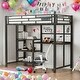preview thumbnail 1 of 7, Twin Size Loft Bed With Desk And Whiteboard And 3 Shelves And Ladder for Home Black