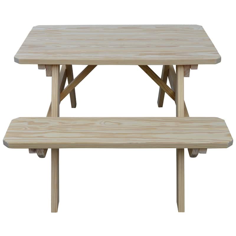 Pine 4' Picnic Table with Attached Benches