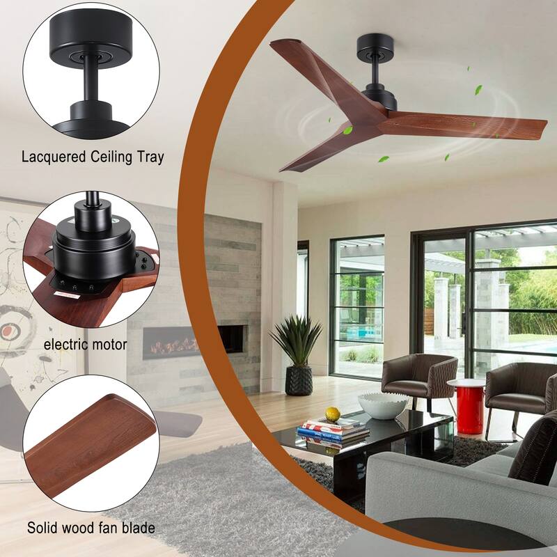 52Inch Ceiling Fan without Light, 6 Wind Speeds with Remote Control for Living Room and Patio