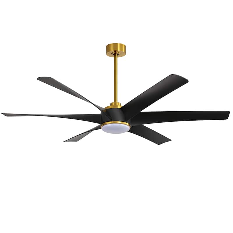 65-inch Black 6-Blade LED Ceiling Fan with Light and Remote