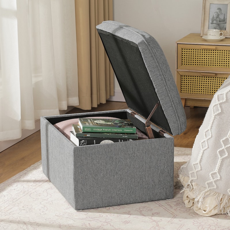 Adeco 24" Linen Storage Ottoman Bench