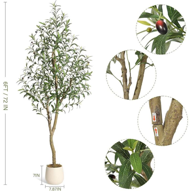 2 Pcs Faux Artificial Olive Tree for Home Office Living Room Decor