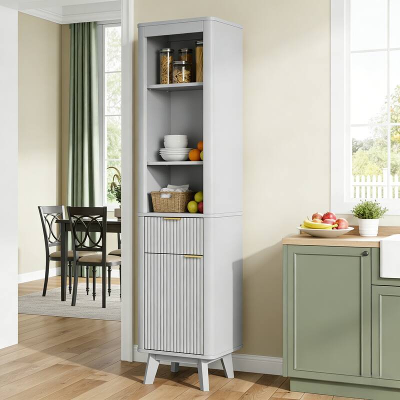 68" H Tall Bathroom Storage Cabinet with Adjustable Shelves and One Drawer & Door, Storage Cabinet for Bathroom, Living Room