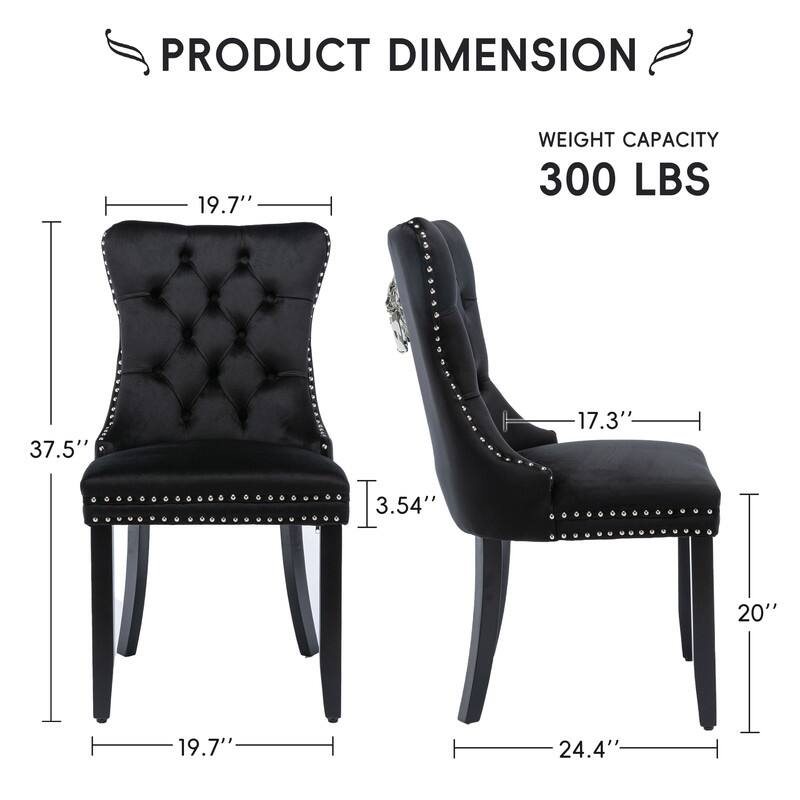 Solid Wood Velvet Upholstered Dining Chair Set of 2