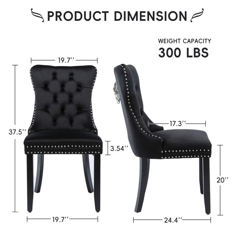 Solid Wood Velvet Upholstered Dining Chair Set of 6