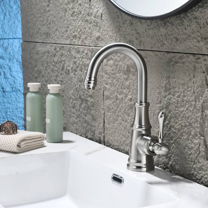 10.9"H Solid Brass Single-handle Bathroom Sink Faucet