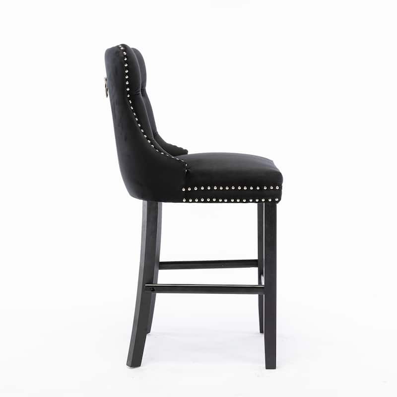 Contemporary Velvet Upholstered Barstools,Set of 2