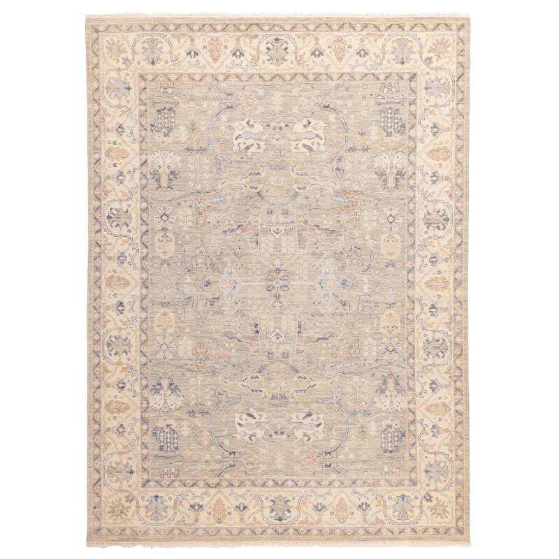 ECARPETGALLERY Hand-knotted Modern Oushak Sage Wool Rug - 9'0 x 12'0