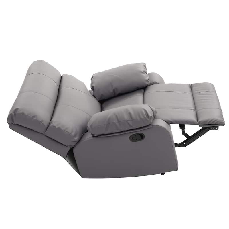 Faux Leather Upholstered Reclining Chair with Padded Arms - 39" - Gray