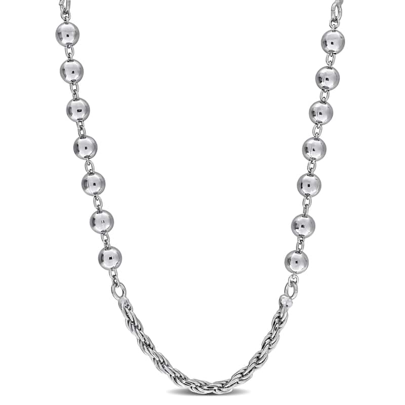 Miadora 2.5mm Rope 5mm Bead Necklace in Sterling Silver