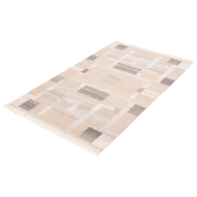 ECARPETGALLERY Flat-Weave Ankara FW Beige Wool Kilim - 5'0 x 8'2
