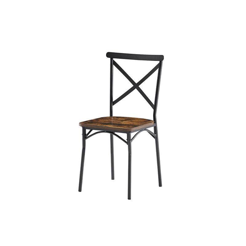 7 Piece Industrial Dining Table Set with 6 Chairs with Backrest for Kitchen
