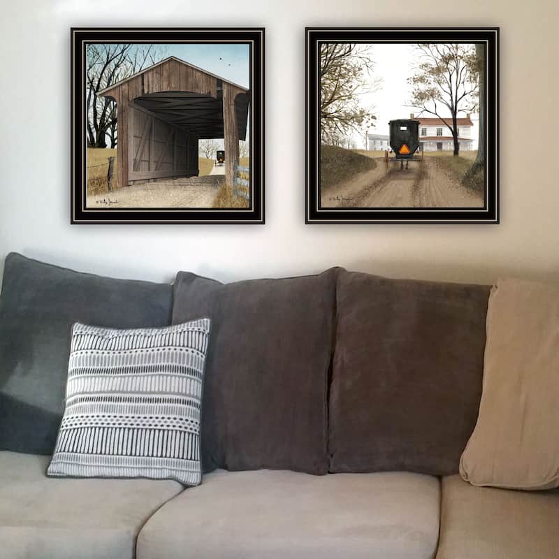 2-Piece Framed Wall Art Set - Headin' Home & Miller's Creek Bridge, Black Frame