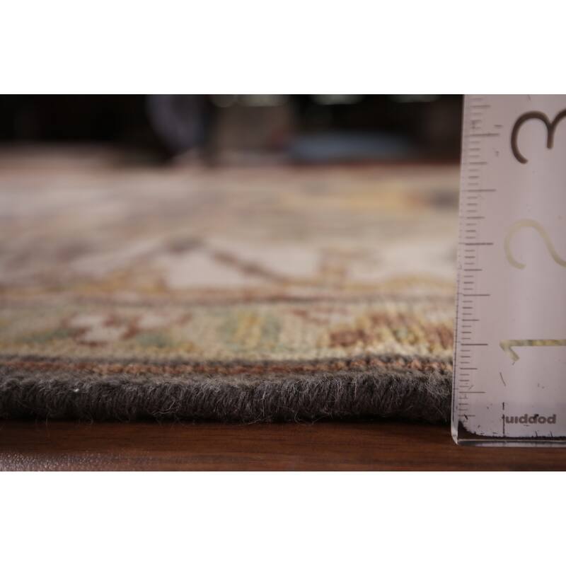 All-Over Gray & Ivory Oushak Indian Area Rug Handmade Wool Carpet - 8'1" x 9'9"