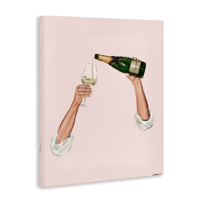 Stupell Champagne Pour on Pink Canvas Wall Art Design By Ziwei Li