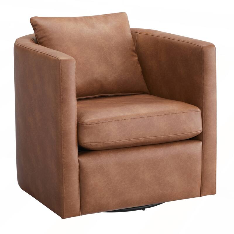 Faux Leather Swivel Barrel Chair