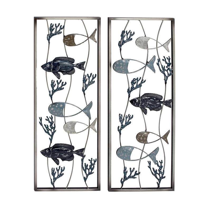 Metal Fish Home Wall Decor - Set of 2 Blue - Roche River Decor - Blue