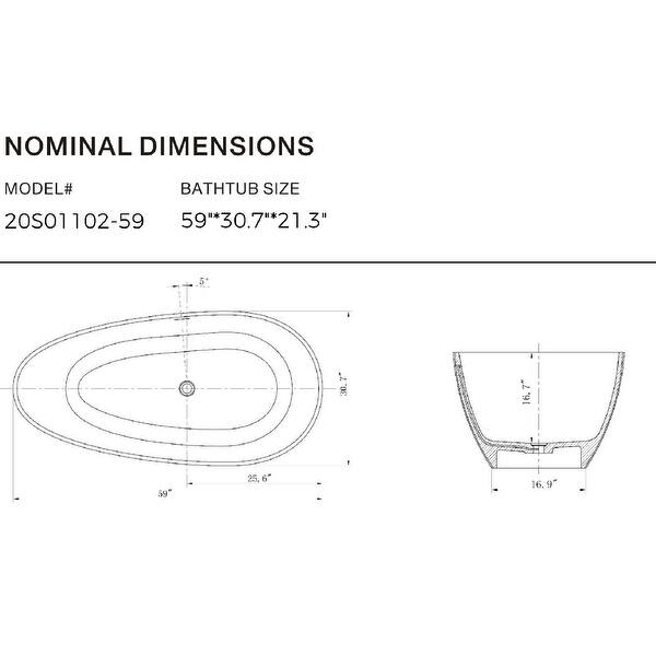 Toolkiss 59/67 in. Double Slipper Stone Resin Flatbottom Soaking