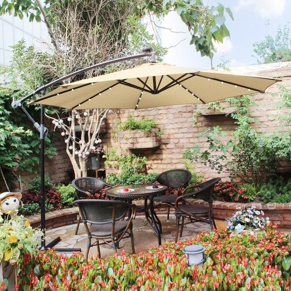Shop Phi Villa 10ft Offset Hanging 32 Pcs Led Lights Solar Patio Umbrella Overstock 31126486