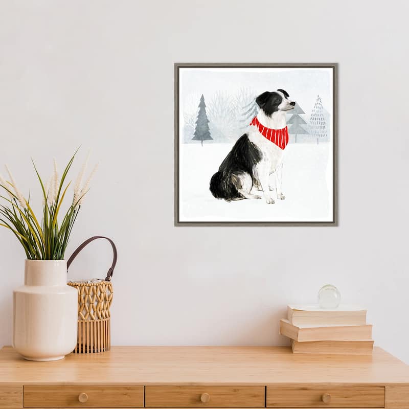 Christmas Cats and Dogs II by Victoria Borges Framed Canvas Art