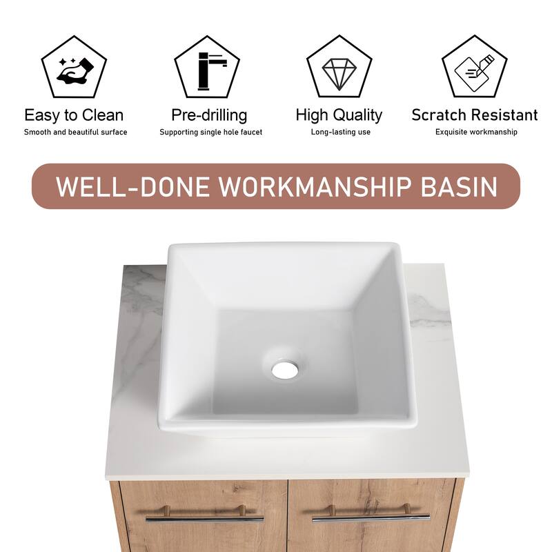 BNK 24"/30" Single Sink Bathroom Vanity with Soft Close Door, Modern Floating Vanity