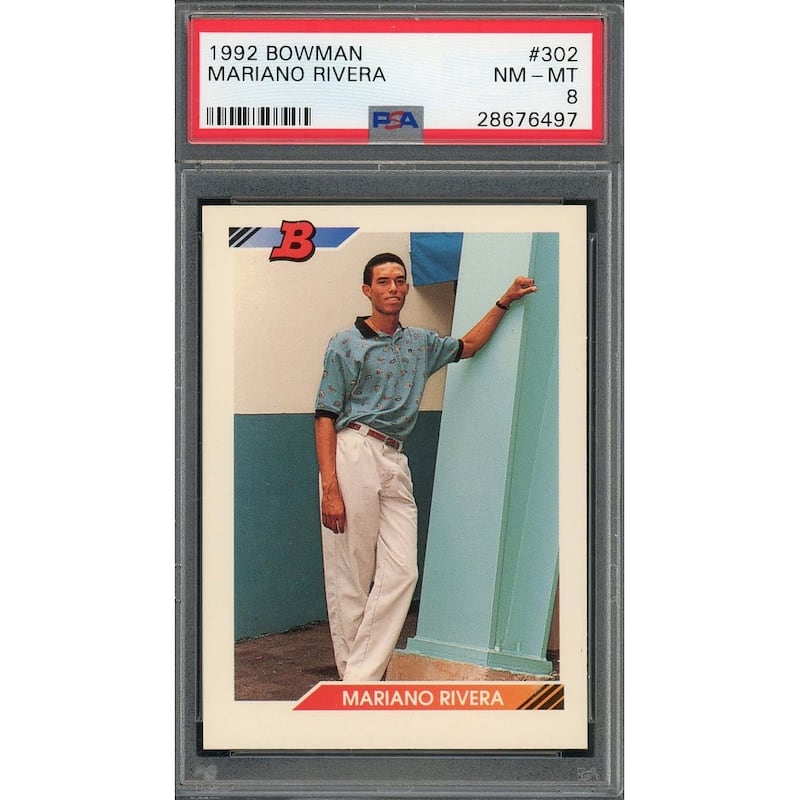 Mariano Rivera 1992 Bowman Baseball Rookie Card RC #302 Graded PSA 8 - 8'6" x 11'6"