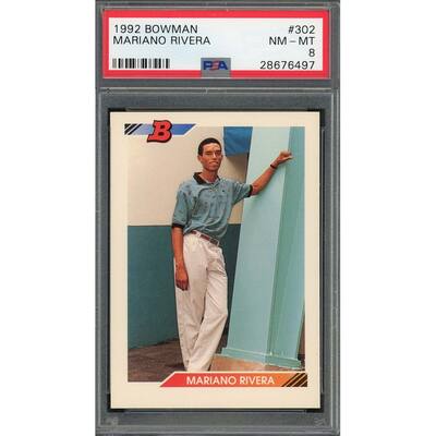 Mariano Rivera 1992 Bowman Baseball Rookie Card RC #302 Graded PSA 8 - 8'6" x 11'6"