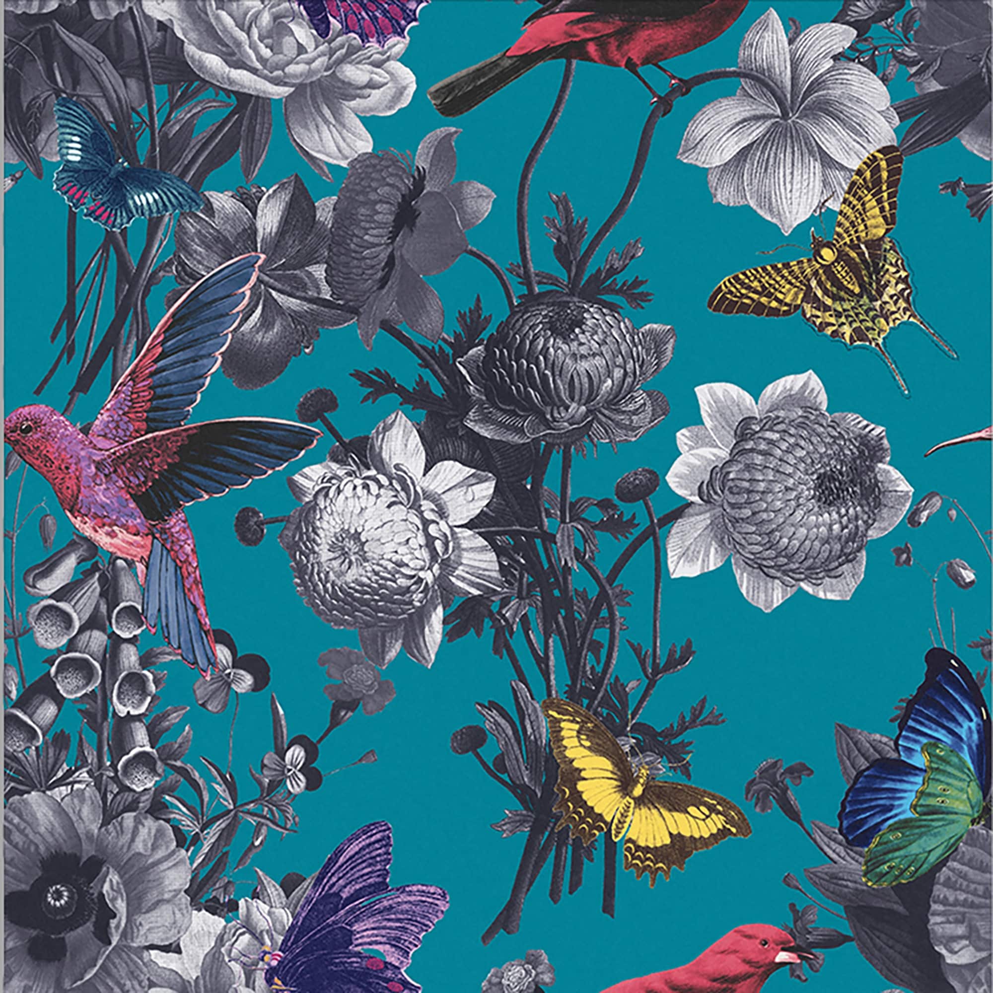 Jardin Teal Wallpaper