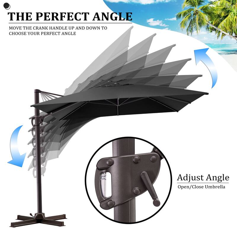 9 FT x 11 FT Outdoor Patio Cantilever-Offset Umbrella with Rod Base