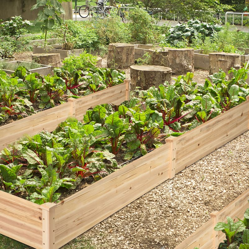 Costway Wooden Raised Garden Bed Outdoor Wood Planter Box for - 95'' x 24'' x 10'' (L x W x H)