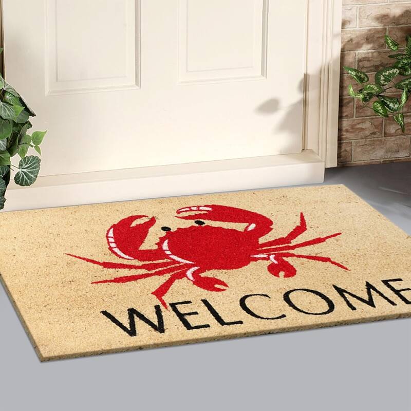 A1HC Natural Coco Coir Door Mat with Heavy Duty Non-Slip PVC Backing - 18" x 30" - Easy to Clean
