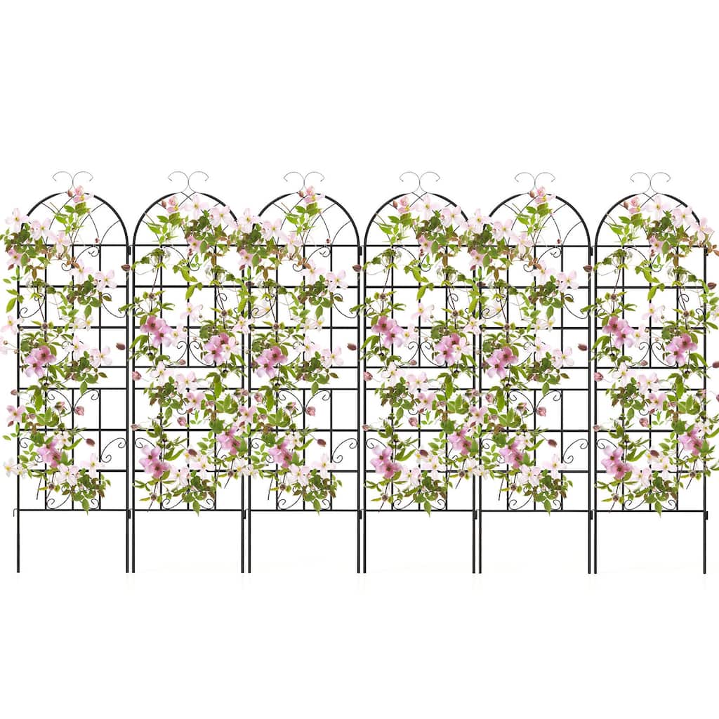 Gymax 71'' Tall Metal Garden Trellis for Climbing Plants 6 Pack Fence