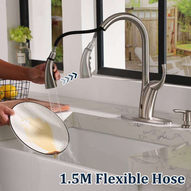 Single-Handle Pull-Down Sprayer Kitchen Faucet with Infrared Sensor