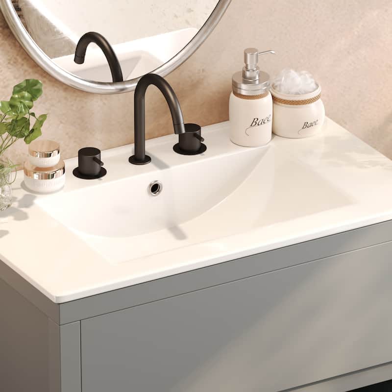 Roomfitters 30" Minimalist Bathroom Vanity with Ceramic Sink, Freestanding Cabinet