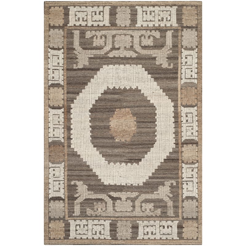 SAFAVIEH Hand-knotted Kenya Vaimi Southwestern Tribal Wool Rug - 5' x 8' - Ivory/Brown