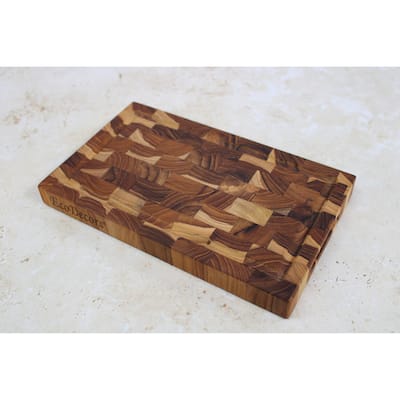 EcoDecors FSC Certified, Teak Cutting Board, 10" x 6", it is a Compact Reversible End Grain Wood Board for Snacks