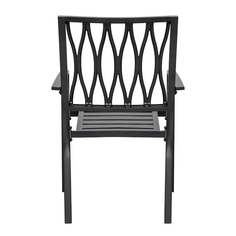 Outdoor 3-Piece Iron Bistro Set, Powder-Coated Finish, Black